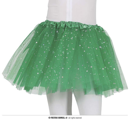 Feestbazaar Tutu Groen Met Zilveren Sterren Kind