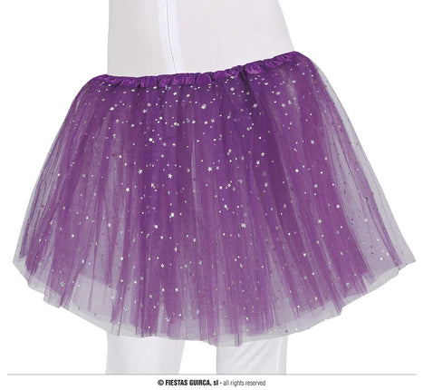 Feestbazaar Tutu Paars Met Zilveren Sterren Kind
