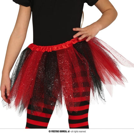 Feestbazaar Tutu Rood/Zwart Glitter Kind