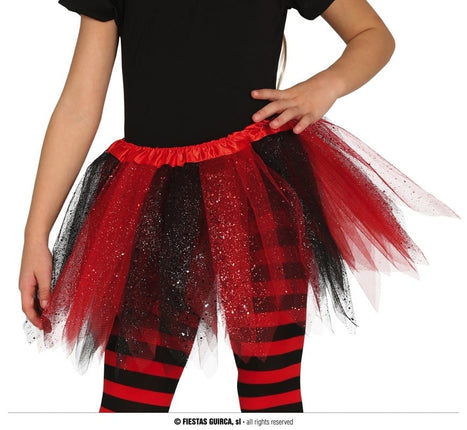 Feestbazaar Tutu Rood/Zwart Glitter Kind