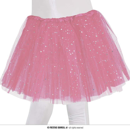 Feestbazaar Tutu Roze Met Zilveren Sterren Kind