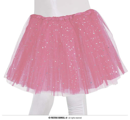 Feestbazaar Tutu Roze Met Zilveren Sterren Kind
