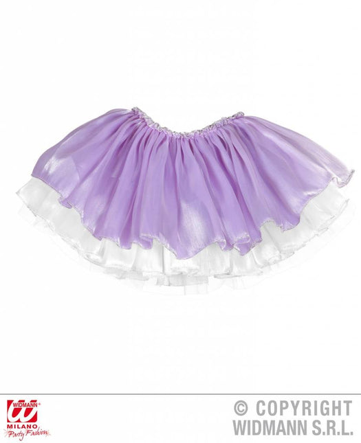 Feestbazaar Tutu satijn met tule lila/wit kind 4 lagen