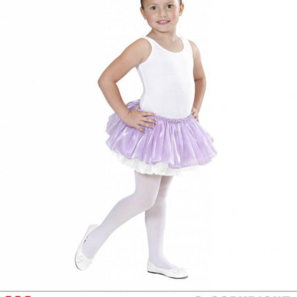 Feestbazaar Tutu satijn met tule lila/wit kind 4 lagen