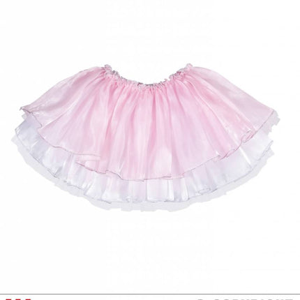 Feestbazaar Tutu satijn met tule roze/wit kind 4 lagen