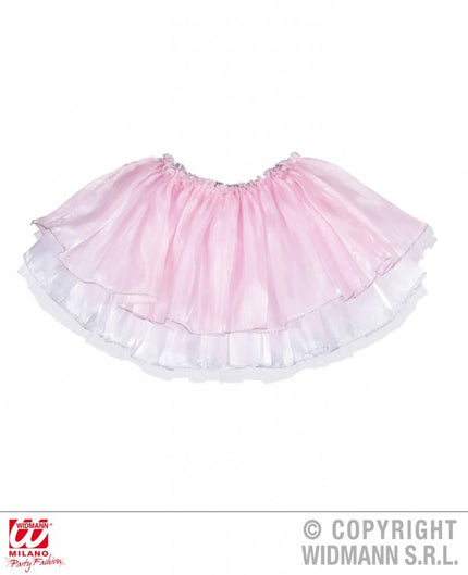Feestbazaar Tutu satijn met tule roze/wit kind 4 lagen