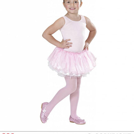 Feestbazaar Tutu satijn met tule roze/wit kind 4 lagen