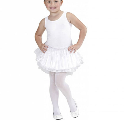 Feestbazaar Tutu satijn met tule wit kind 4 lagen