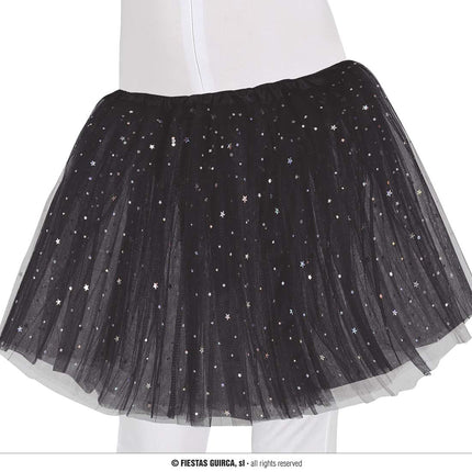 Feestbazaar Tutu Zwart Met Zilveren Sterren Kind