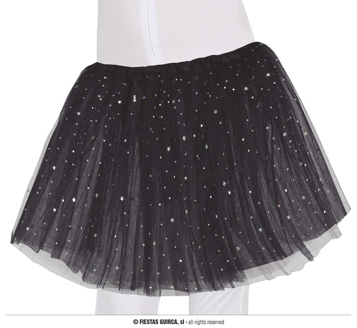 Feestbazaar Tutu Zwart Met Zilveren Sterren Kind