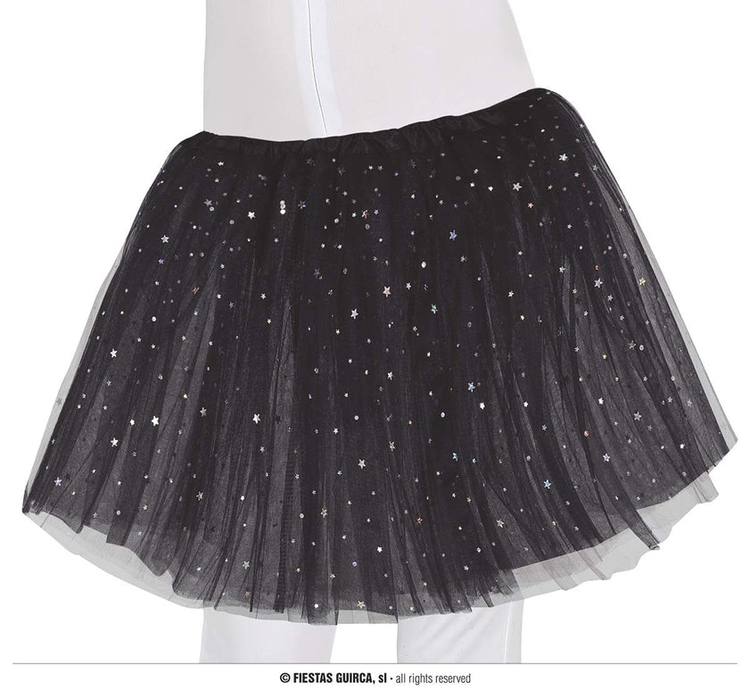Feestbazaar Tutu Zwart Met Zilveren Sterren Kind