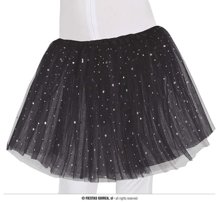 Feestbazaar Tutu Zwart Met Zilveren Sterren Kind