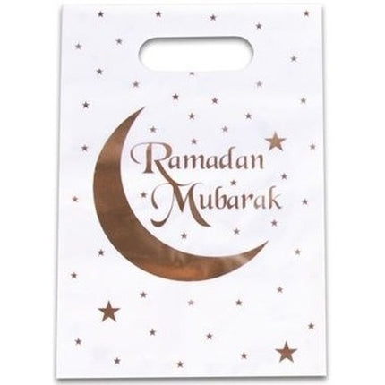 Feestbazaar Uitdeelzakjes Ramadan Mubarak Wit/Goud (6st)