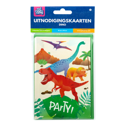 Feestbazaar Uitnodigingskaarten Dino Apatosaurus (6st)