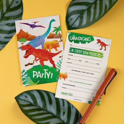 Feestbazaar Uitnodigingskaarten Dino Apatosaurus (6st)
