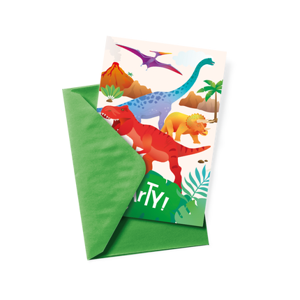 Feestbazaar Uitnodigingskaarten Dino Apatosaurus (6st)