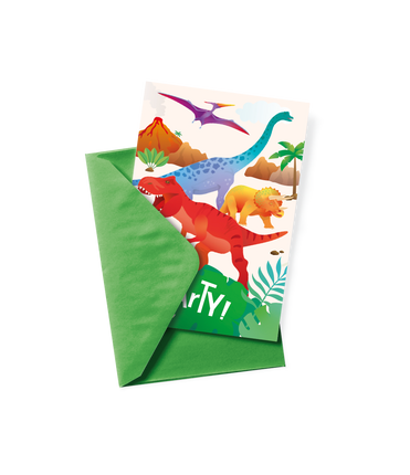 Feestbazaar Uitnodigingskaarten Dino Apatosaurus (6st)