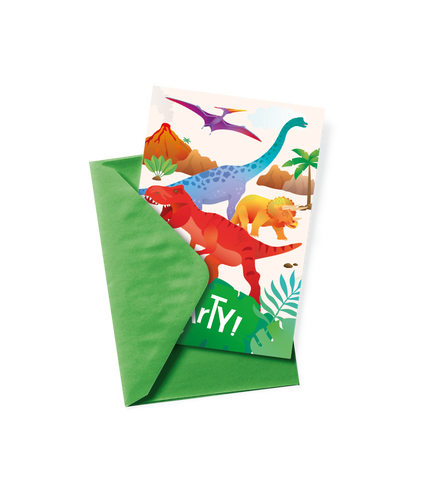 Feestbazaar Uitnodigingskaarten Dino Apatosaurus (6st)