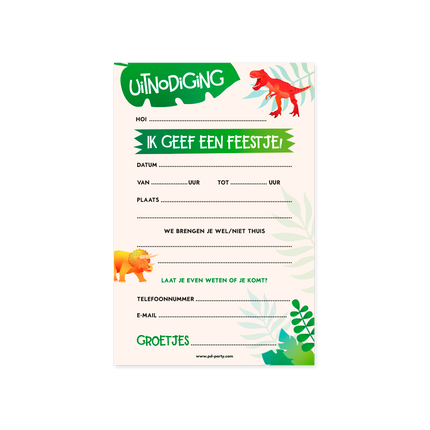 Feestbazaar Uitnodigingskaarten Dino Apatosaurus (6st)