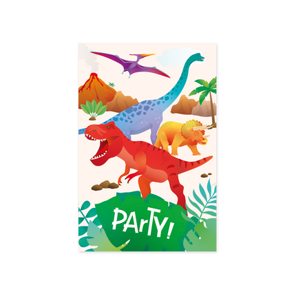 Feestbazaar Uitnodigingskaarten Dino Apatosaurus (6st)