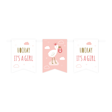 Feestbazaar Vaandel Vlaggenlijn Geboorte ''Hooray It`s A Girl'