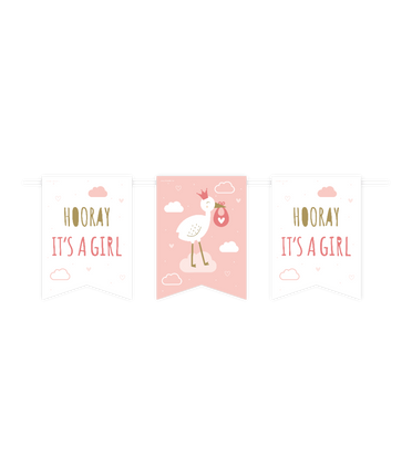 Feestbazaar Vaandel Vlaggenlijn Geboorte ''Hooray It`s A Girl'
