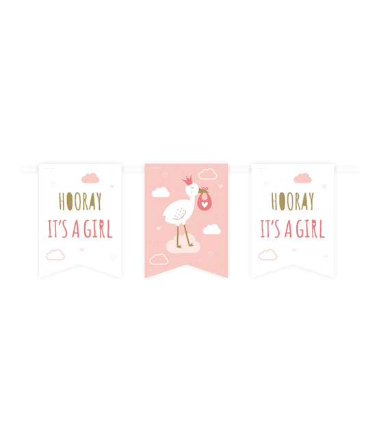 Feestbazaar Vaandel Vlaggenlijn Geboorte ''Hooray It`s A Girl'