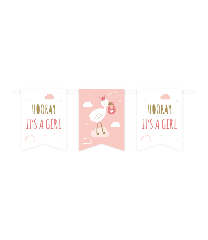 Feestbazaar Vaandel Vlaggenlijn Geboorte ''Hooray It`s A Girl'