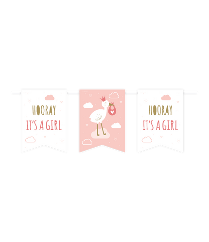 Feestbazaar Vaandel Vlaggenlijn Geboorte ''Hooray It`s A Girl'