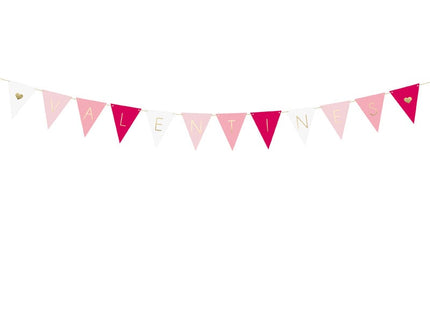 Feestbazaar Valentijn Vlaggenlijn 'Valentines' Roze Mix (2m)
