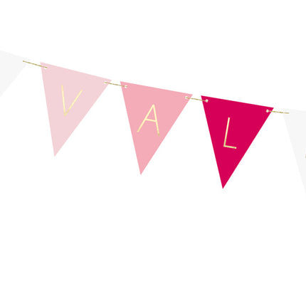 Feestbazaar Valentijn Vlaggenlijn 'Valentines' Roze Mix (2m)