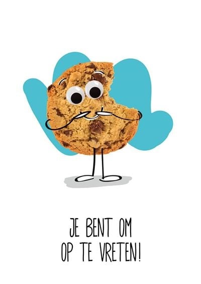 Feestbazaar Valentijnskaart 'Je bent om op te vreten' Koekje