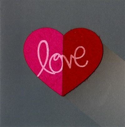 Feestbazaar Valentijnskaart 'Love' Hartje Vilt Roze/Rood