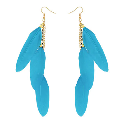 Feestbazaar Veren oorbellen BoHo Blue Party