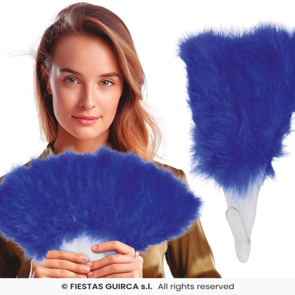 Feestbazaar Veren waaier Blauw