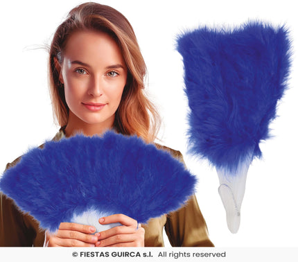 Feestbazaar Veren waaier Blauw