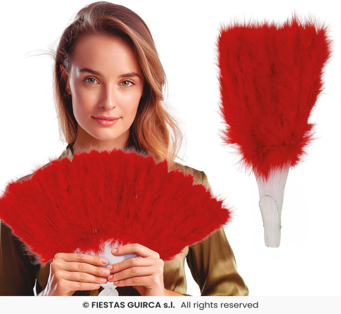 Feestbazaar Veren waaier rood