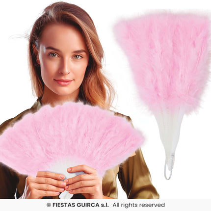 Feestbazaar Veren waaier roze