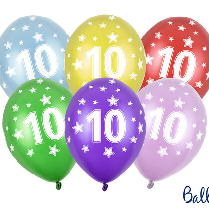 Feestbazaar Verjaardag Ballonnen 10 Jaar Metallic Mix