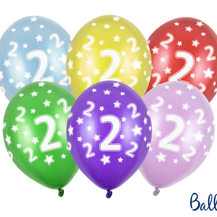 Feestbazaar Verjaardag Ballonnen 2 Jaar Metallic Mix