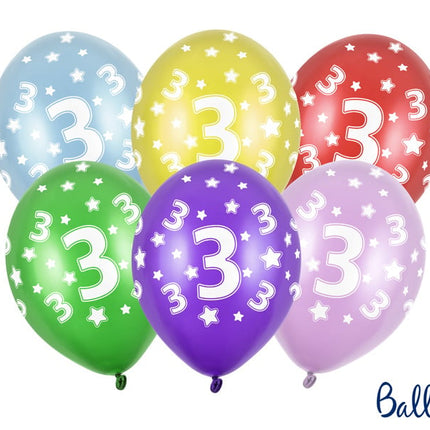 Feestbazaar Verjaardag Ballonnen 3 Jaar Metallic Mix