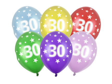 Feestbazaar Verjaardag Ballonnen 30 Jaar Metallic Mix (6st)