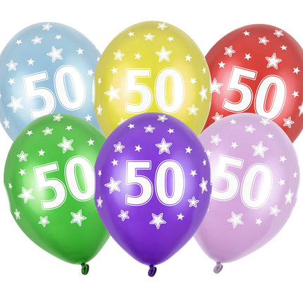 Feestbazaar Verjaardag Ballonnen 50 Jaar Metallic Mix (6st)