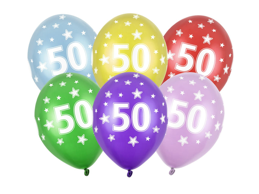 Feestbazaar Verjaardag Ballonnen 50 Jaar Metallic Mix (6st)