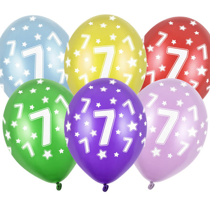 Feestbazaar Verjaardag Ballonnen 7 Jaar Metallic Mix (6st)