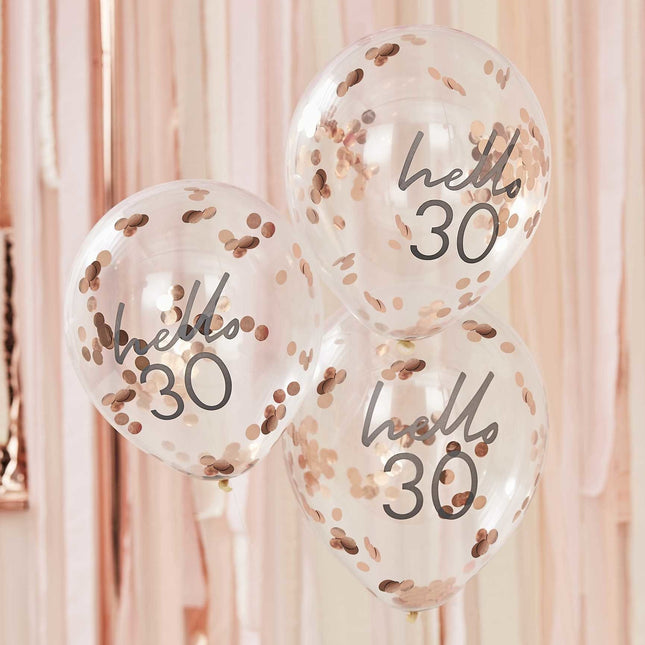 Feestbazaar Verjaardag Ballonnen 'Hello 30' (5st)