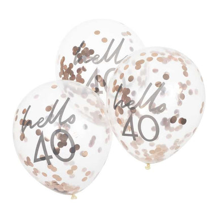 Feestbazaar Verjaardag Ballonnen 'Hello 40' (5st)