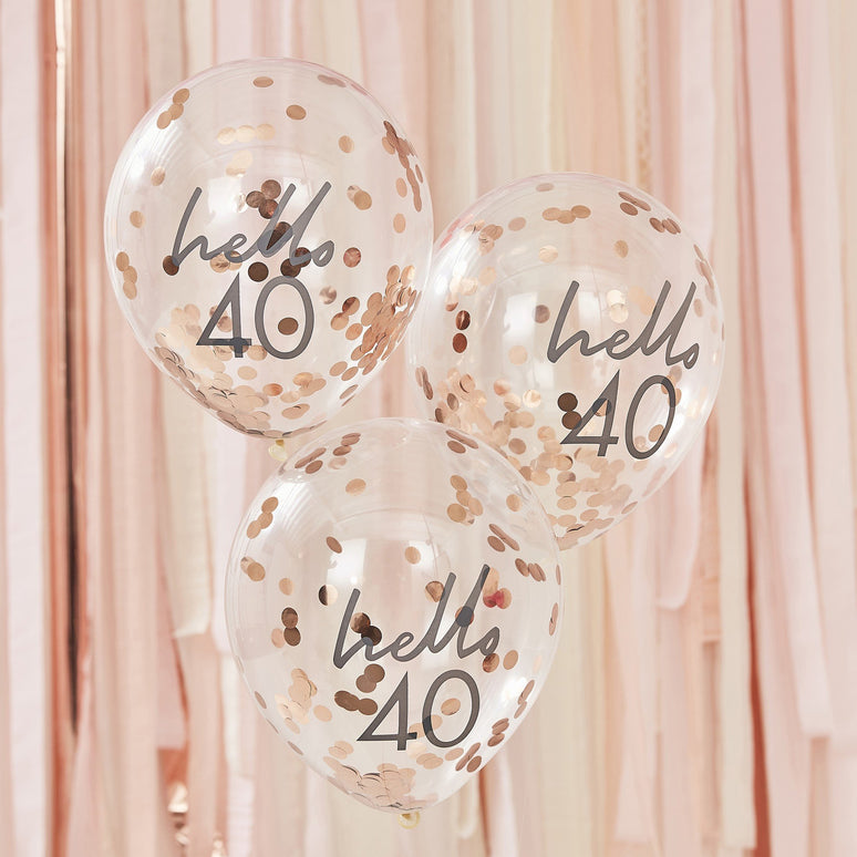 Feestbazaar Verjaardag Ballonnen 'Hello 40' (5st)