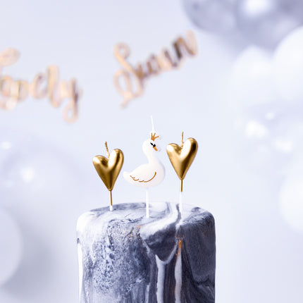 Feestbazaar Verjaardag kaarsjes Zwanen Wit/Goud 