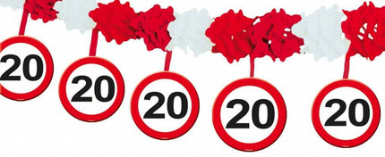 Feestbazaar Verjaardags slinger 20 Jaar verkeersbord met onderhanger